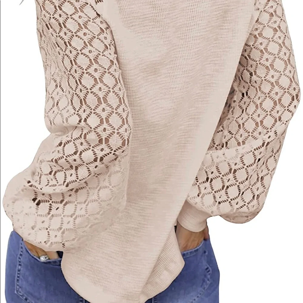 NWT Long Sleeve Tops Lace Casual Loose Blouses